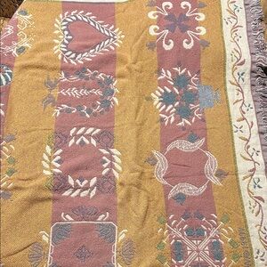 Vintage Woven Throw 100% Cotton Floral Blanket